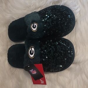 💚Green Bay Packers Sequins Women's Slippers - Size 9-10 L 💚